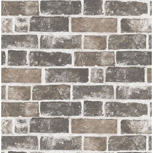 Manhattan Comfort Signature Collection Washed Faux Brown Brick Vinyl Wallpaper SCRW0104 - main